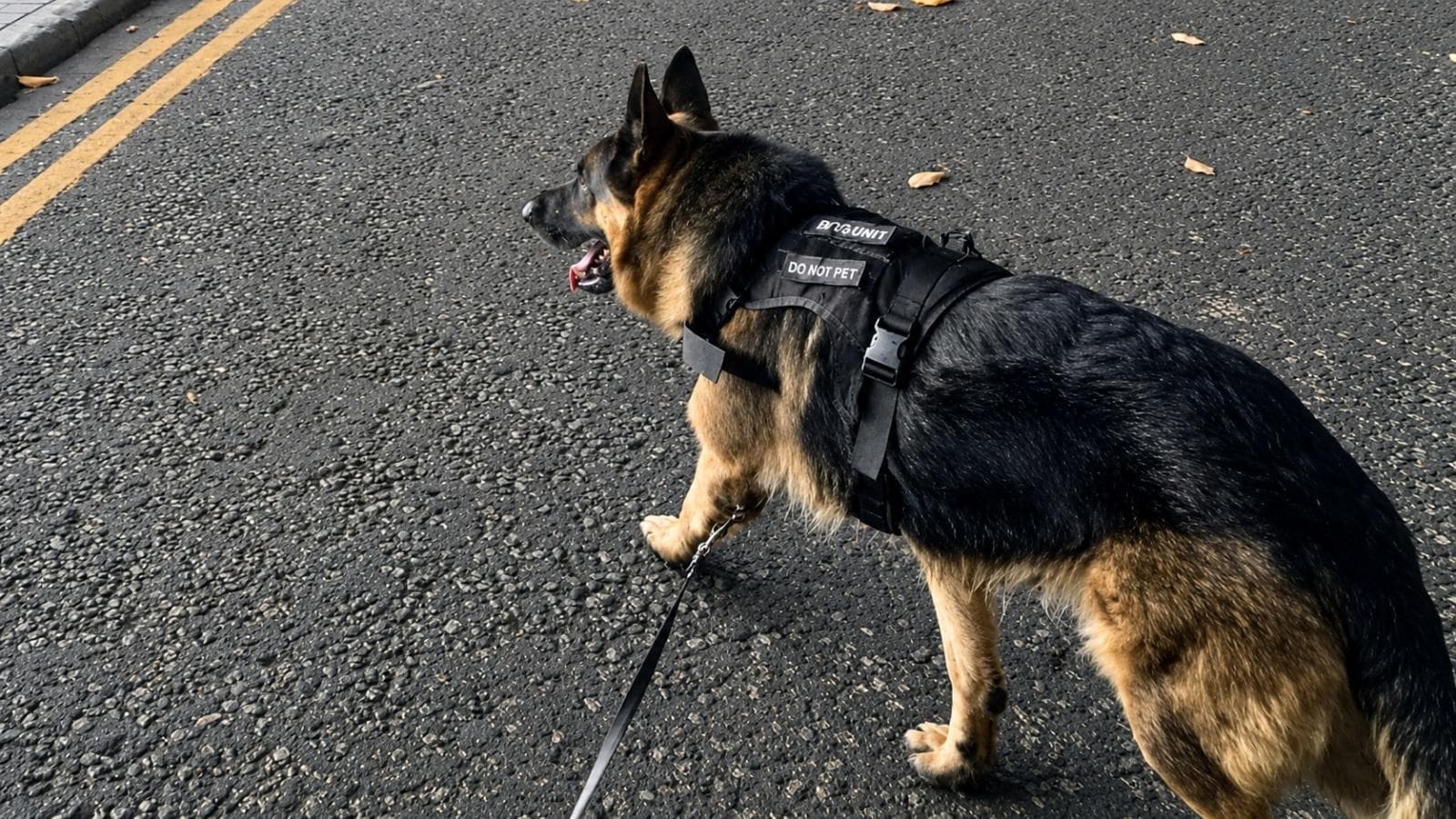 WiseK9 security dog patrolling a commercial site
